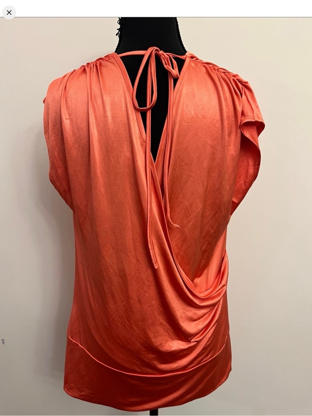Cache Coral Drape Neck Sleeveless Blouse